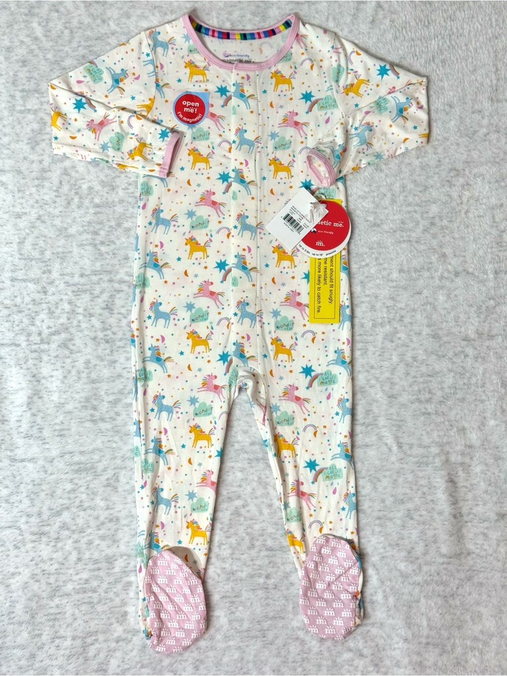 NWT Magnetic Me Unicorn Magic Footie Sleeper 18-24M Baby Girl Modal Rainbow